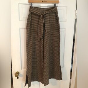 Anthropologie Brown Checkered Wide Leg Pants